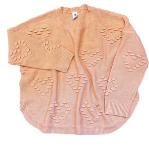 Flawless Bubble Heart Apricot Texture Knit Sweater Cute‎ Oversize Feminine Small